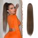 Fine horseplay extensions with cord strain long straight braid pore pulling horse tail hair part smooth hair extensions synthetic drawstring ponytail extension for women 70 cm moss brown - cord strain -70 cm 70 cm (1 Pack)