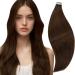 Runature real hair extensions tape brown 25cm short hair extension 20 pieces tape in extensions real hair brown human hair invisible tape extensions real hair 30g color #4 25.4 cm #4