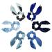 6 Packs Adorable Bow Scrunchies for Thick Hair Geometry Blue Womens Hair Rings Band Bows Bunny Ears Bowknot Hair Ties One Size Multi-colored 6