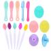 Yebeauty Silicone Facial Cleansing Brush Set of 15, 5pcs Face Scrubber, 5pcs Nose Blackhead Remover and 5pcs Double-Sided Exfoliating Lip Brush Lip Exfoliator Tool for Skincare