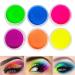 FindinBeauty Neon Pigment Eyeshadow Powder UV Glow Blacklight 6 Mixed Bright True Colors Eye Shadow Pigments Fluorescent Matte Mica Dye Colorant Neon Makeup Set (6NE) 6color