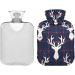 Odawa Hot Water Bottle with Deer - Checkered Velvet Cover for Pain Relief & Warm Comfort | 1L Christmas Deer Plaid - Buy Online on GoSupps.com