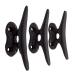 Nautical Black Cast Iron Boat Cleat Wall Hooks, 3.5 Inches, Set of 3