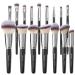 Bueart Design 16Pcs ULTRA SOFT Black labeled DENSE HAIR Makeup Brushes set Contains Eyeshadow large powder Flat Foundation Ultimate Blending Make up Brush set Blush Face contour Concealers