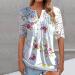 Women's Comfortable Lace Middle Long Sleeve Button Up V-Neck Hide Belly Tops Loose Bohemian Tunic Sexy Shirt Women's T-Shirt With Print Sports Shirt Women's Wide XL White - Buy Online on GoSupps.com