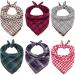 Remifa Dog Bandana - 6PCS Birthday Gift Washable Green Blue Red Christmas Dog Bandana Square Plaid Printing Bib Double Reversible Kerchief Scarf Adjustable Accessories for Small to Large Dog Puppy Cat Classicism