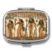 Pill Box Women in Ancient Egypt Print 2 Compartment Medicine Pill Case Pill Organizer Decorative Metal Portable Pill Box for Pocket Or Purse Style