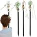 4 Pcs Japanese Chinese Hair Stick Retro Wooden Hairpin Flower Hair Chopsticks Vintage Hanfu Pins Headdress Classic Hair Fork for Long Hair Women Pattern_2