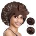 Bonnet queen satin silk sleeping cap adjustable ladies Mr. Bonnarhauben Night hair care protective head hood for curly long hair smooth breathable chocolate-m chocolate