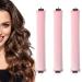 3PCS Sleep In Heatless Hair Curlers No Heat Curler Roller for Long Medium Hair Overnight Heatless Curls Curling Rod for Big Waves Soft Velvet Thick Flexi Rods with Hook (Pink)