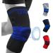 Knee Brace Compression Sleeve Knee Support with Side Spring & Silicone Knee Pad Knee Patella Stabilizer for Arthritis Running Basketball Gym (Black-blue XXL) Black-blue XXL