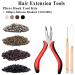Hair Extension Kit with Pliers, Hook, Loop Needle, and Threader - Includes 4 Color Micro Ring Beads (100 Black, 100 Brown, 100 Dark Blonde, 100 Blonde) - Buy Online on GoSupps.com