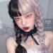 Uwowo Long Curly Black Taro Powder Lolita Wig with Bangs - Heat Resistant Synthetic Hair for Cosplay & Anime Parties - Buy Online on GoSupps.com
