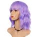 G&T Wig Short Purple Wigs for Women Wavy Bob Wig with Bangs Women's Shoulder Length Synthetic Curly Pastel Bob Wig for Girl Colorful Cosplay Party Wigs (Light Purple, 12inch)