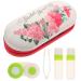 Milists 1 set double -layer glasses case Double -layer storage case travel set for lentil tank lentil tweezers Travel contact lens container suite flocked cloth storage child red 16.5x7x5.5cm