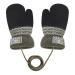 Infant Toddlers Lovely Mittens Winter Warm Cute Cartoon Gloves Dual Layers Plush Padded Knitted Gloves Mittens With Anti-Lost String for Baby Girls Boys 0-3 Years Old Ok Black