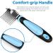 Flexzion Dogs Dematting Comb Stainless Steel Blades Rakes for Pets Cats Animals Matted Knotted Hair Brush Cutting Removing Grooming Tool with Smooth Teeth Needle - Black & Blue Handle - Buy Online on GoSupps.com