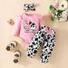 UUAISSO Baby Girls Cow Print Ruffled Long Sleeve Top and Pants Set - 12-18 Months (Pink) - Buy Online on GoSupps.com