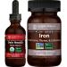 Global Healing Plant-Based Vein Health & Iron Health Kit - Liquid Drops for Blood Flow & Vein Circulation and Vegan Supplement for Blood Support Natural Energy & Brain Health - 2 Fl Oz & 60 Capsules
