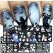 healthGUO Nail Art Stamping Plate Stamper Sponge Pen Halloween Pumpkin Bats Image Nail Polish Template Stamp Stencil Tools Kit 2 - Buy Online on GoSupps.com