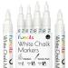 Funcils White Chalk Markers for Chalkboard Signs, Blackboard, Window, Labels, Bistro, Glass, Cars - Variety Pack of 6 - (2x) 1mm Extra Fine, 3mm Fine Tip & 6mm Bold Tip | Erasable Liquid Chalk Pens White 6 White - 1,3,6mm
