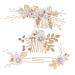 PLAFOPE 1 Set Comb Set Bride Side Combs Hair Decorations U Shaped Hair Pins Rhinestones Wedding Side Comb Wedding Hair Pins Wedding Veil Combs Flower Bridal Combs Hair Flowers Pearl White