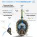 Cozia Design Full Face Snorkel Set - Blue, Adult Size Large-X-Large | 180 Panoramic View, Anti-Fog, Anti-Leak - Includes Adjustable Swim Fins - Buy Online on GoSupps.com