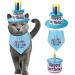 Ushang Pet Birthday Party Set - Blue Cat Happy Birthday Hat with Candles & Bandana Scarfs | Cat Birthday Supplies & Decorations - Buy Online on GoSupps.com