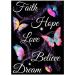 Diamond Painting Kits for Adults  5D Diamond Painting Butterfly Text Art DIY Round Drill Diamond Art Faith Hope Love  Valentine's Day Gift 11.81x15.75 inches 1-Butterfly