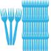 100Pcs Disposable Plastic Utensils 6.49In Blue Plastic Forks Disposable Forks Disposable Plastic Cutlery for Dinners Buffets Take-Out Catering Food Services 100PCS Plastic Forks