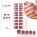 Semi Cured Gel Nail Strips - Pink Glitter Tips Gel Nail Stickers - 20Pcs Semi Cured Nail Wraps French Manicure Stickers - Long Lasting Gel Nail Stickers UV/LED Lamp Required Red Glitter