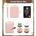 Rechargeable Wheat Straw Compact Mirror with Light - Natural Organic Fiber, 1x/3x Magnifying, Portable Travel Makeup Mirror - Pink - Buy Online on GoSupps.com