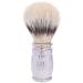 Plisson-shaving brush made of synthetic fibers-for wet shaving-size 12-Handle made of solid brass in palladium finish-Made in France