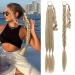 MY-LADY Long DIY Braided Ponytail Extension with Elastic Tie Straight Wrap Around Braid Hair Extensions Pony Tail Soft Synthetic Hairpiece for Women 34 inch Ash Blonde