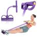Pedal Resistance Band, 4-Tube Natural Latex Yoga Pedal Puller Resistance Band, Multifunction Tension Rope for Abdomen, Waist, Arm, Yoga Stretching Slimming Training Purple