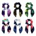 6 Pieces Bow Hair Scrunchies Rabbit Bunny Ear Scrunchies Black Crow Pattern Bow Bowknot Scrunchies Bobbles Elastic Hair Ties Ropes Ponytail Holder Accessories for Women Girls Color 2