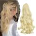 Dcbaboo 18inch Claw Clip in Ponytail Hair Extensions Long Wavy Ponytail Extension Curly Synthetic Pony tails Natural Wave One Piece Hairpiece Fake Ponytail for Women Bleach Blonde 18 inch 150g Bleach Blonde