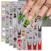 Halloween Nail Stickers 12 Sheets Self-Adhesive Nail Decal Ghosts Pumpkin Cobweb Nail Art Decoration Design Supplies