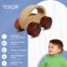 TEKOR Wooden Teether Car - Natural Birch Wood Teething Toy for Baby & Toddler - Handcrafted Sensory Toy for Motor Development - Smooth & Safe with Colored Wheels - Buy Online on GoSupps.com