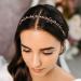 AW BRIDAL Gold Wedding Hair Accessories for Brides Purple Crystal Pearl Leaves Headband Bridal Headpieces for Wedding Hair Jewelry for Women Girls(Gold Purple Gold-Purple