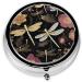 Dragonflies Grey Printed Mini Round Pill Box | 3 Compartment Travel Pill Organizer | Portable Medicine Case for Home & Office - Buy Online on GoSupps.com