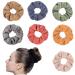7 PCS Ribbed scrunchies prime Solid Color Velet Elastic Hair Ties Thread Large Hair Ties  Strong Elastic Hair Bobbles for Ponytail Holder (7 pcs Ribbed Hair Scrunchies)
