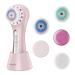 Apollo New Skin Care Facial Cleansing Brush Face Scrubber Rechargeable and IPX7 Waterproof with 5 Brushes Heads for Massaging Deep Cleansing | Men & Women