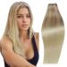Runature real hair Tress Balayage Ombre Human Hair Weft Ashblond with medium blonde and platinum blonde tress real hair extensions weft tresse extensions 55cm 22 inch 100g #18/26/60 55cm 2-trusts #18/22/60