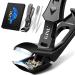 2024 Upgrade Angled Head Nail Clippers for Seniors Ergonomic Toenail Clipper for Thick Nails Premium Steel Toe Nails Clippers with Catcher for Men Black Nail Clippers