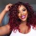LuLu haireate Headband Wig for Black Women Red Curly Headband Synthetic Wigs High Density Glueless Wig for Daily Wear Red-Curly