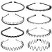 8Pcs Metal Hair Band for Men Women Headband Thin Black Wavy Hair Head Band suit for Long Curly Hair for Home,Outdoor,Sport and Yoga black A