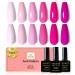 Yueshop Pink Series Gel Nail Polish Kit Light Pink Hot Pink Cream Pink Gel Polish Set Neon Pink Nail Varnish Soak off UV LED Lamp Long Lasting Nail Art for Spring Summer or Daily Use (6x8ml) Pink Purple