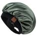 Hat Hut Satin Bonnet Silk Bonnet Sleep Cap for Women Hair Bonnet for Curly Hair Sleeping Adjustable Wide Band Double Layer One Size OLIVE GREEN