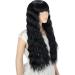 YEESHEDO Long Black Curly Wavy Synthetic Hair Wig with Fringe for Women - Perfect for Cosplay, Parties, and Everyday Wear - Buy Online on GoSupps.com